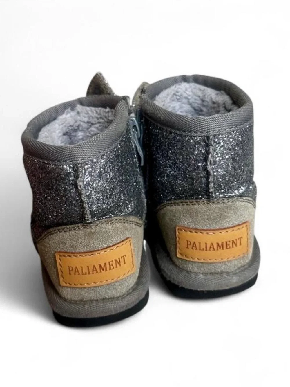 Paliament Silver glitter bunny winter boots with fur
